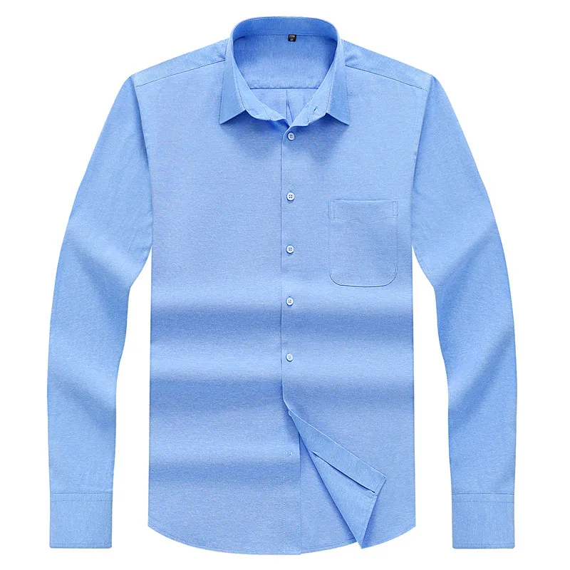 8XL 7XL Pure Color Striped / Plaid Longsleeve Shirt for Men Dress Shirts 100% Cotton Oxford Business Oversized Button Up Shirt