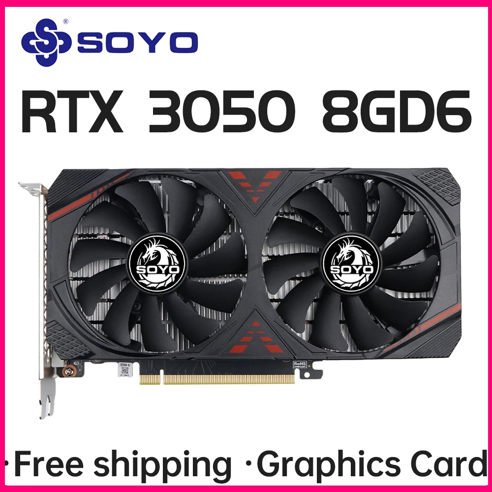 بطاقات الرسومات SOYO RTX 3050 8G/6G GDDR6 GPU NVIDIA PC مكونات الكمبيوتر PCI Express X16 4.0 بطاقة فيديو الألعاب RTX3050 جديد #3