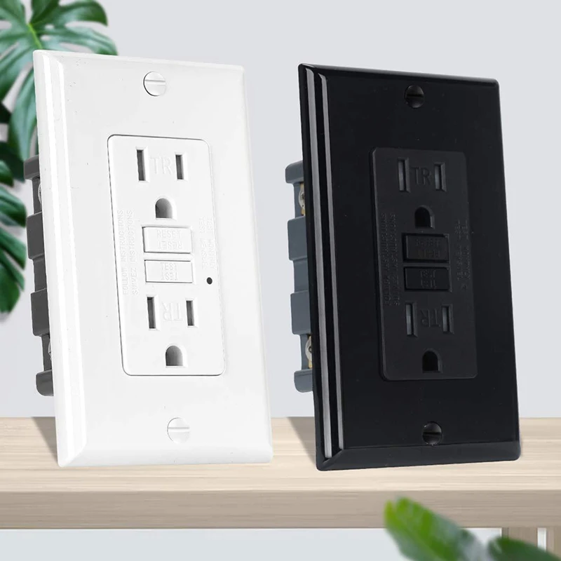 GFCI Outlet 15 Amp, Self-Test GFI Electrical Outlet, Tamper Resistant GFCI Receptacle With Wall Plate