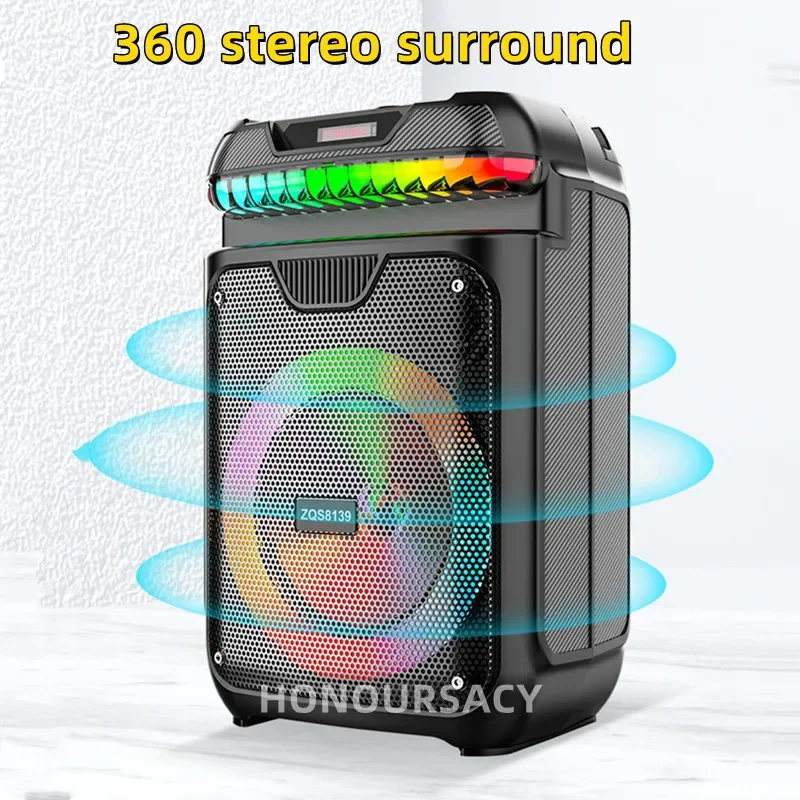 Powerful with MIC Wireless Portable Family Karaoke Bluetooth Speakers With FM RGB TWS Outdoor Gathering Subwoofer Speaker Audio