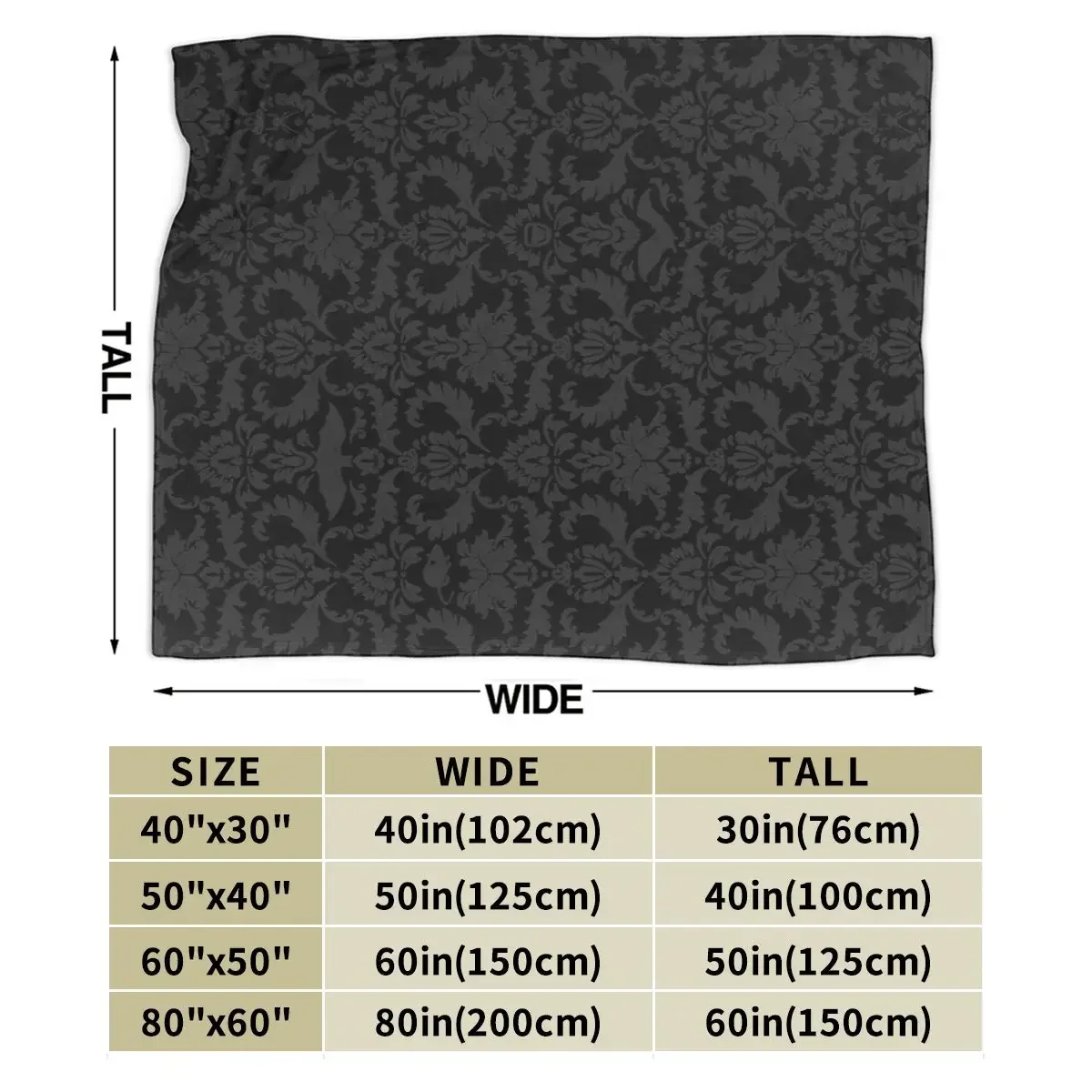 Victorian Gothic Pattern (Black) Blankets Soft Warm Flannel Throw Blanket Plush for Bed Living room Picnic Travel Home Sofa