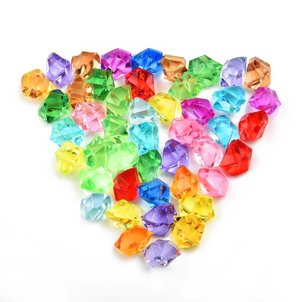 200pcs Plastic Gems Ice Grains Colorful Small Stones Children Jewels Acrylic Gems 11*14mm Simulation Ice Cubes Colorful Stone