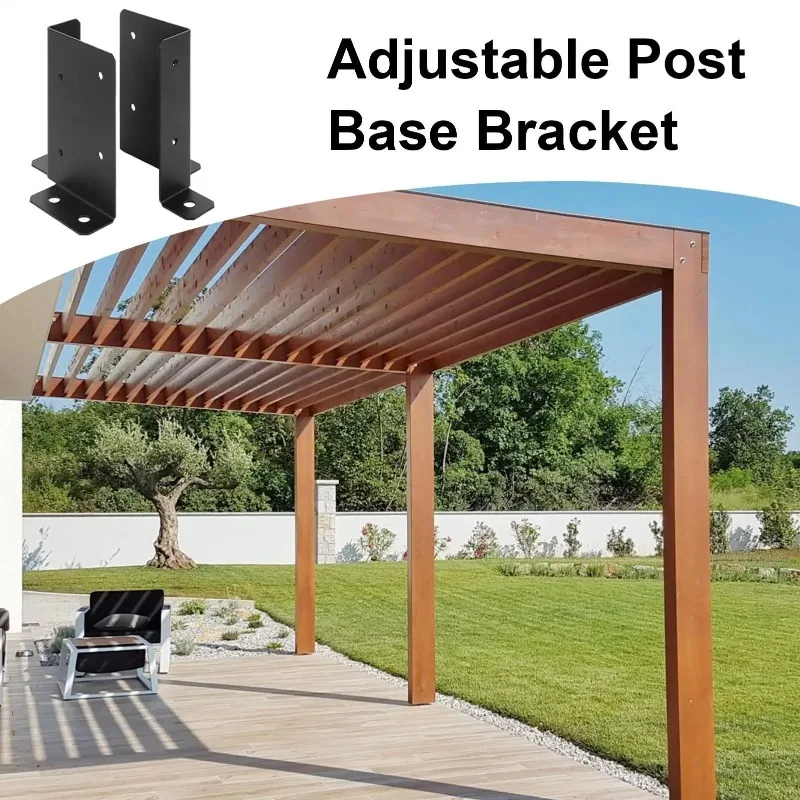 Heavy Duty Adjustable Post Base Bracket Concrete & Wood Support Universal Mount for Deck Porch Gazebo Fencing Mailbox