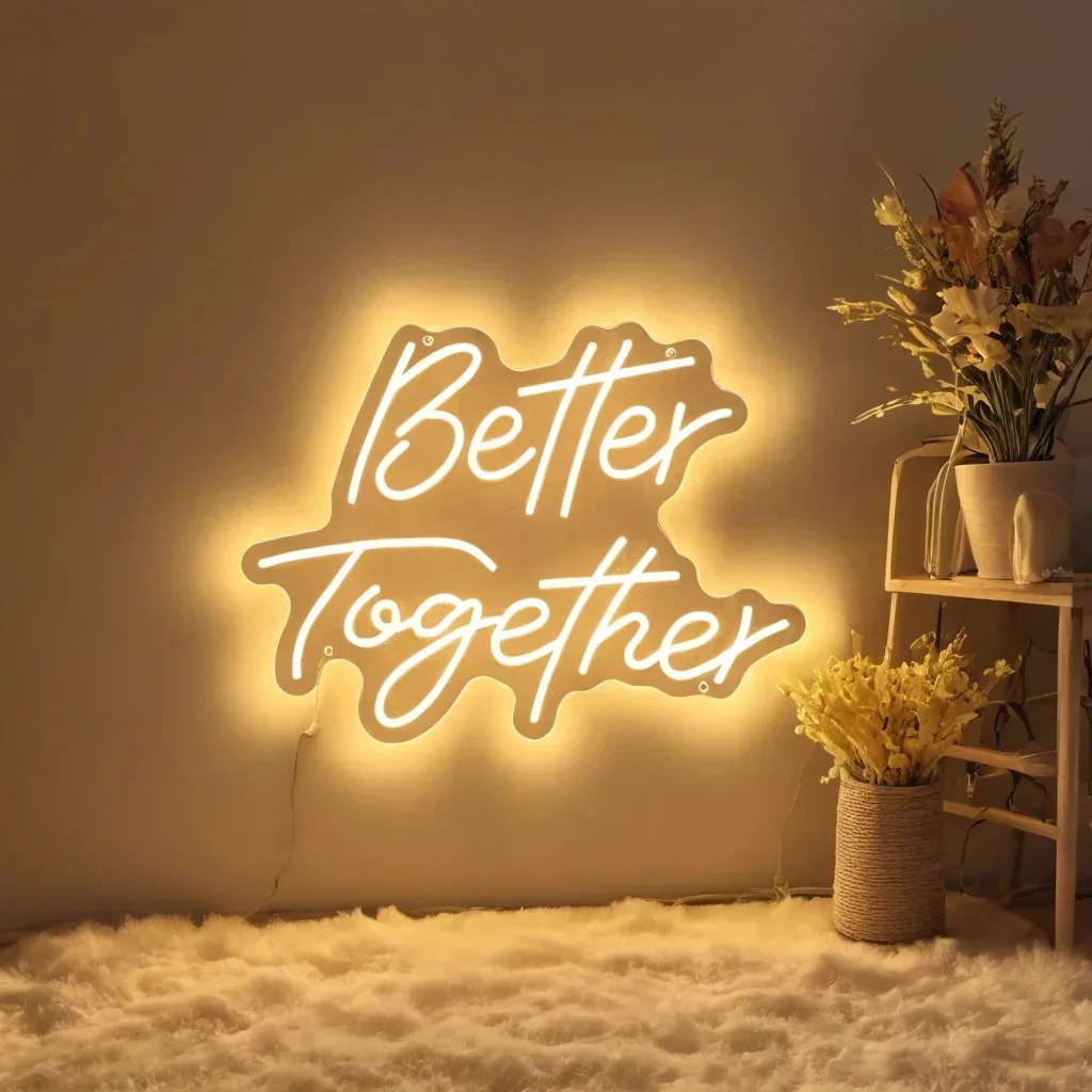 

Неоновая вывеска «Better Together» для свадебного декора, светильники для спальни, на годовщину, помолвку, неоновая LED-вывеска, эстетичные украшения для комнаты