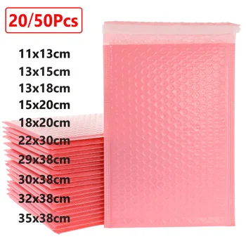 20/50pcs Pink Poly Bubble Mailers Padded Envelopes Bulk Bubble Lined Wrap Polymailer Bags for Shipping Packaging Mailers Self Seal