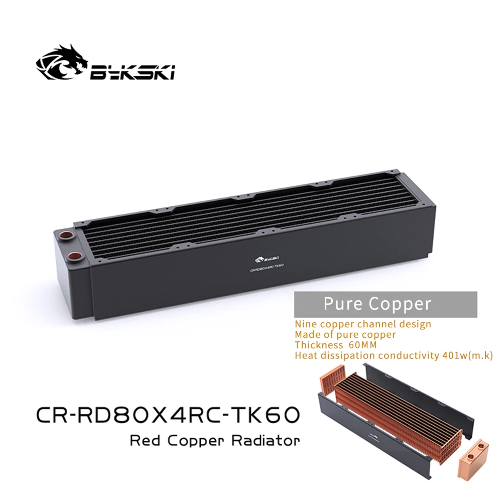 

Bykski 320mm Copper Radiator 30/40/60mm Thickness For 80mm Fan PC Water Cooling Heatsink Thermal Conductivity 108.9w/m.k