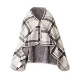 Lady Multifunction Doublelayer Tartan Plaid Blanket Scarf Wrap Shawl Winter Warm