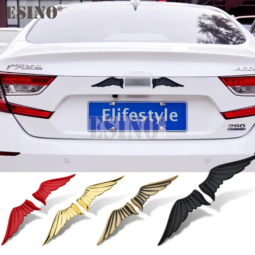 Car Styling Funny Angel Wings Metal Zinc Alloy 3D Adhesive Emblem Badge Sticker Decal for Volkswagen BMW Honda Toyota Subaru Kia