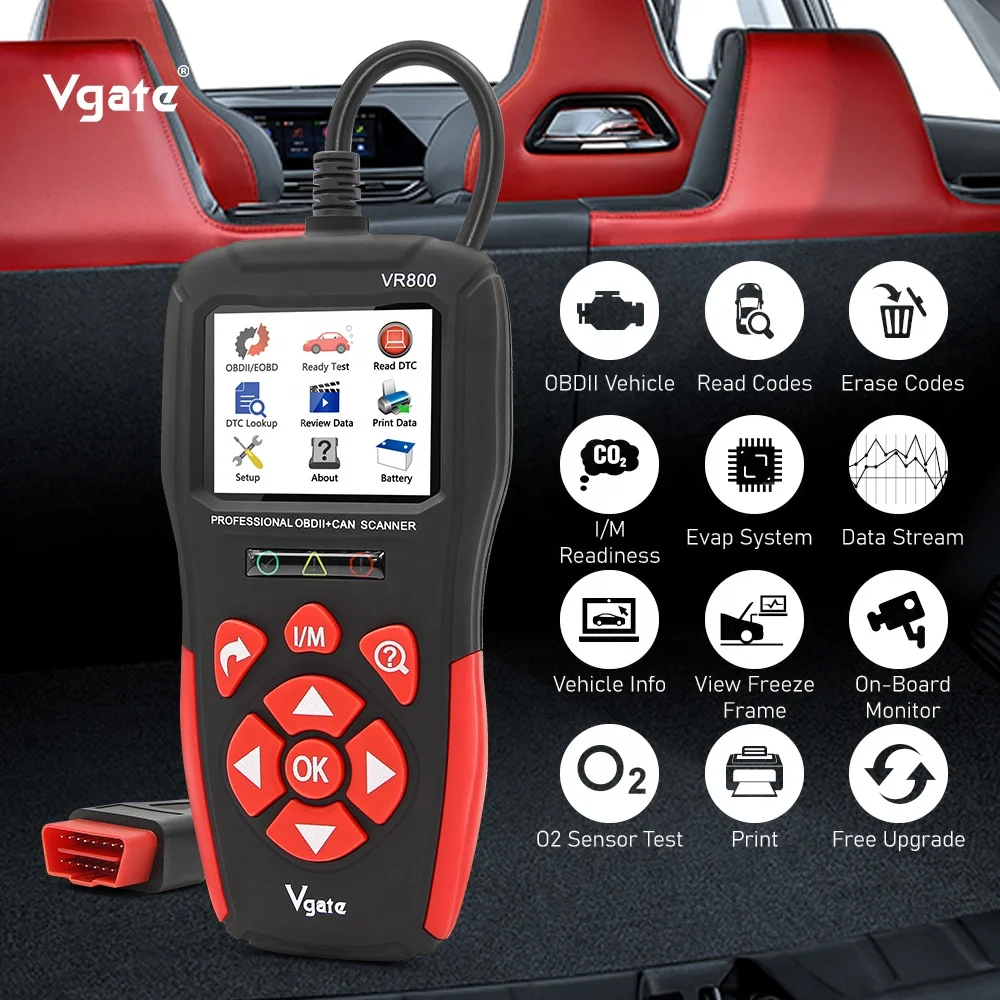 Vgate VR800 OBD2 Fault Code Reader Car Diagnostic Scanner Support Car, Light Truck, SUV, Hybrid Electric Vehicle