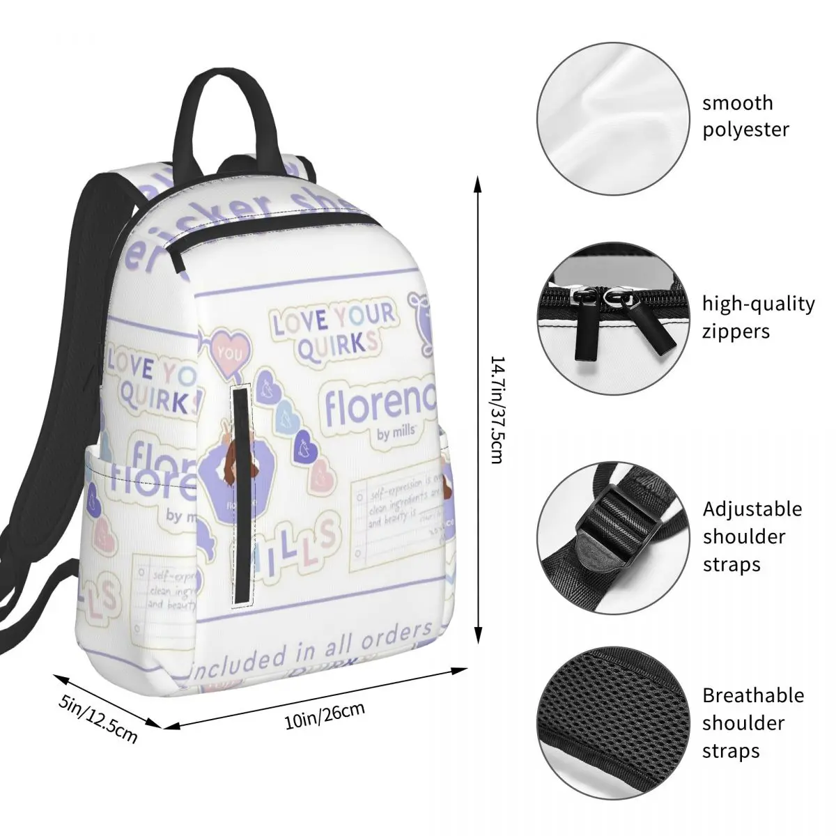 Florence By Mills Millie Bobby Brown (20) Backpack Student BookBag Boys Girls School Bag Computer Shoulder Bags Men Women