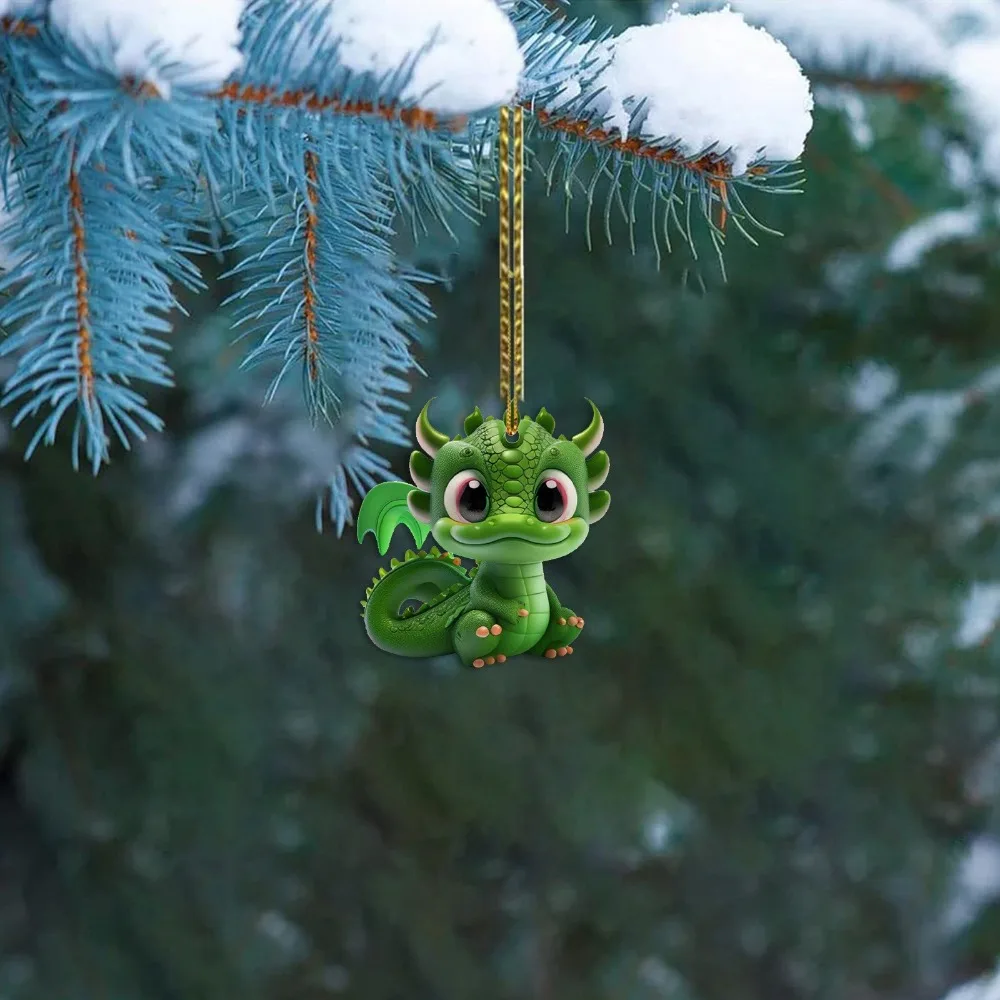 Green Dragon Christmas Tree Dragon Pendant Fly Dragon Baby Xmas Party Decor Dragon Baby Cartoon Doll Creative Animation