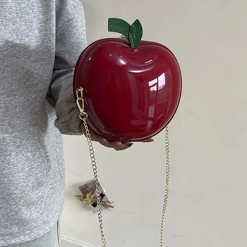 

Coin Purse Fruit Shape Chain Bag Solid Color Anti-splash Water Leather Round Pouch Lightweight Large Capacity