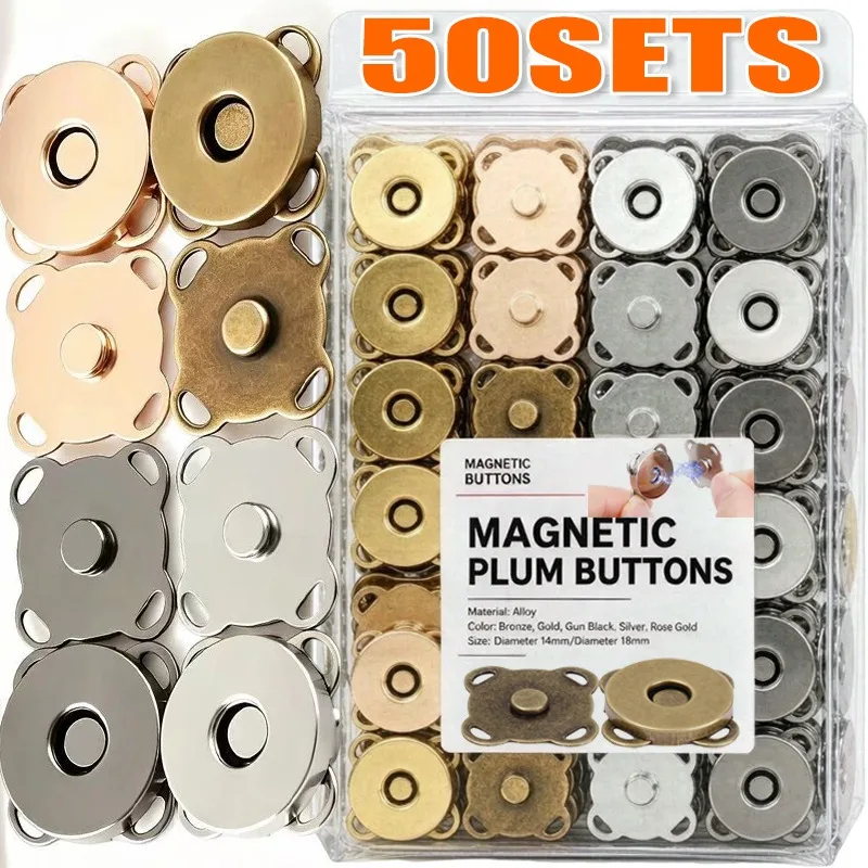 14/18MM Metal Magnetic Snap Buttons Invisible Sew on Clasps Fasteners for Luggage Leather Craft DIY Sewing Hardware Accessories