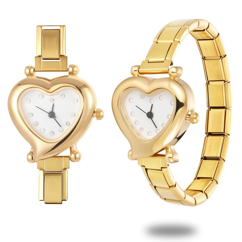 Fashion Stainless Steel Heart Oval Dial Plate Watch Bracelet Bangle For Party Women Wife Birthday DIY Jewelry Gifts Dropshipping