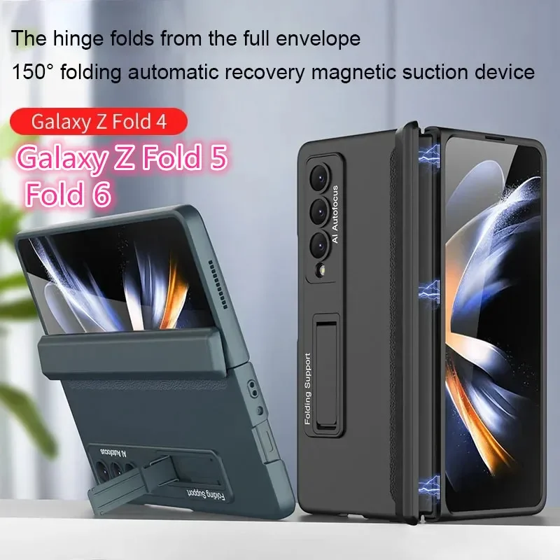 

Case For Samsung Galaxy Z Fold 7 6 5 4 3 5G Magnetic Adsorption Hinge Protection Phone Cover Kickstand Hard Plastic Magnet Case