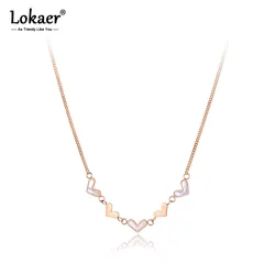 Lokaer 316L Stainless Steel White Shell Heart Charm Pendant Necklaces Jewelry Fashion Bohemia Shell Necklace For Women N20258