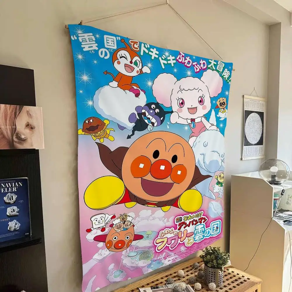 Anime A-Anpanman Cartoon Tapestry Hippie Flower Wall Carpets Dorm Decor Art Home Decor