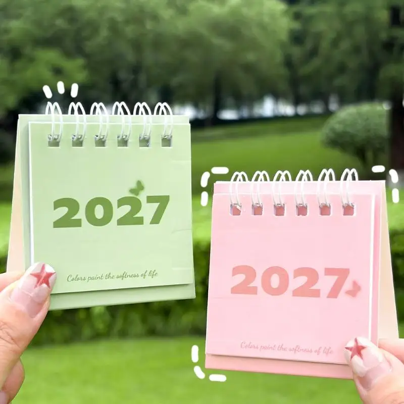 2027 Minimalist Monthly Desk Calendar with Lined Memo Notes Non-skid Bottom Desktop Planner for Home Office Daily Reminder