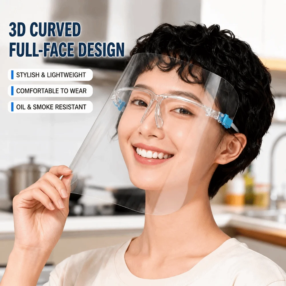 Anti-Fog Anti-smoke Anti-Oil Mask Full Face Cover Splash Proof Full Face Mask Reusable Transparent Safety Face Shield