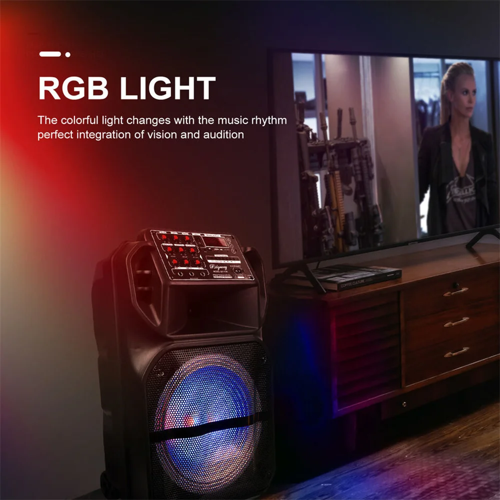 Портативный Bluetooth-динамик мощностью 9000 Вт, сабвуфер 15 дюймов, система вечеринок с тяжелыми басами, AUX и микрофон, светодиодный светильник, громкий высококачественный динамик для караоке