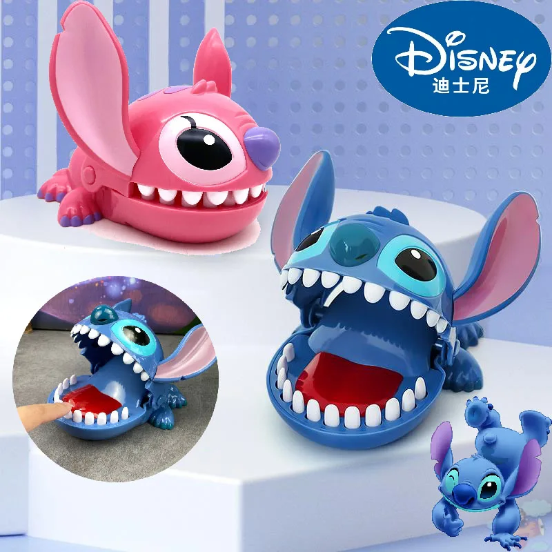 Anime Disney Stitch Bite Finger Figures Kawaii Stitch Angel Dentist Push Teeth Game Model Toys Children Gifts