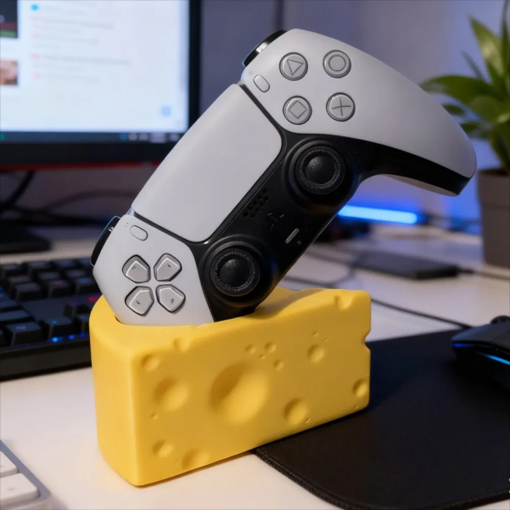 Cheese Shaped Controller Stand Fun Ps5 Desktop Accessory Decorative Game Console Display Stand Perfect for Desktop Decoration