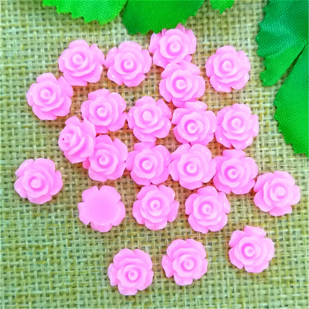 40pcs Resin Rose Beads Buttons Embellishments Scrapbooking DIY Craft 10mm