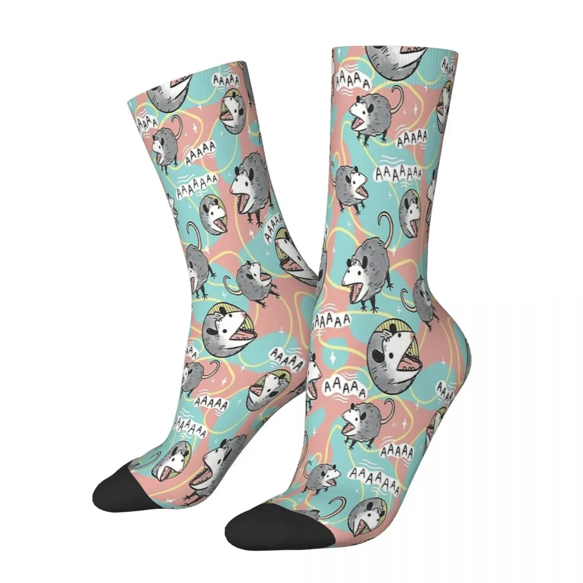 Opossum Screm Socks Male Mens Women Spring Stockings Harajuku