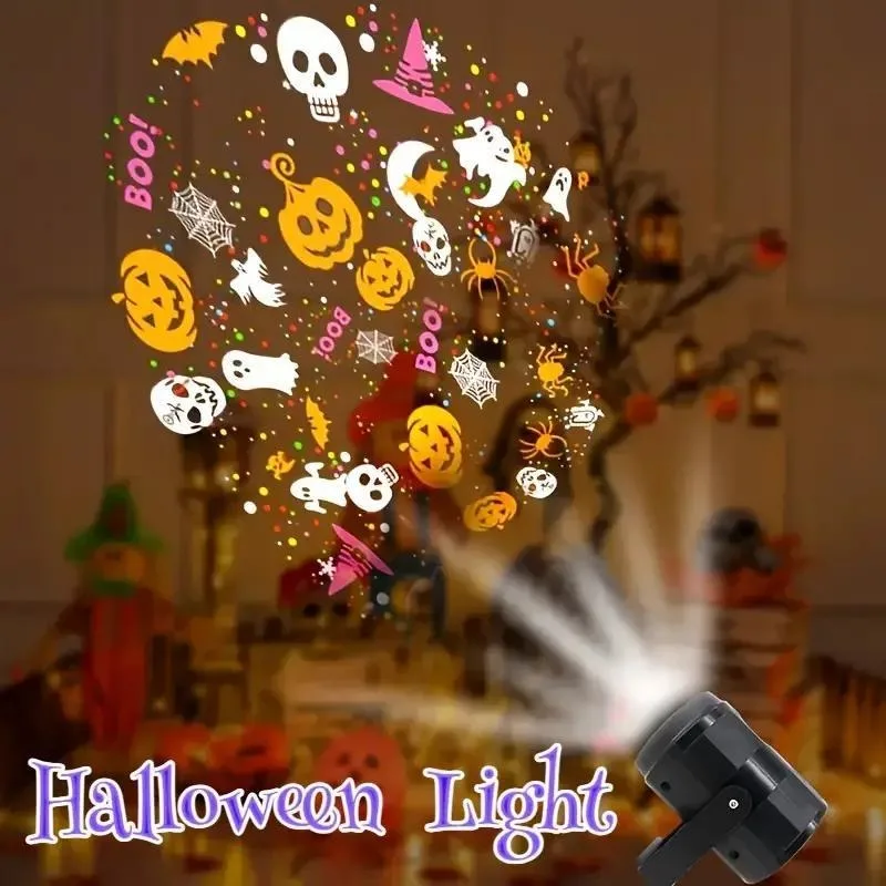 Halloween LED Projector Light Outdoor Christmas Yard Decor with Pumpkin Ghost Spider Snowflake Patterns for Party Decor Lamp