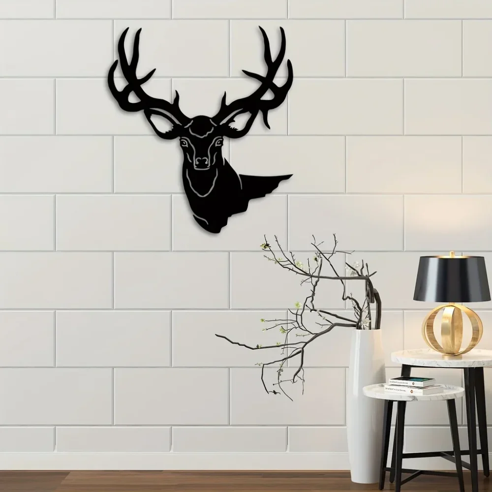 HelloYoung 3D Deer Head Metal Wall Art - Elegant Home and Office Decor for Living Room and Bedroom Wall Decor Wall decoration