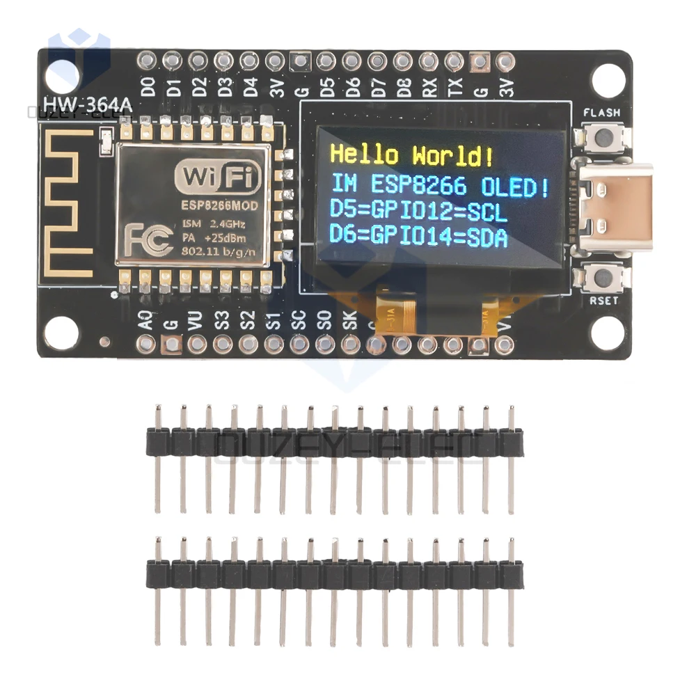 1PC NodeMCU ESP8266 Development Board with 0.96 Inch OLED Display, CH340 Driver Module for Arduino IDE/Micropython Programming