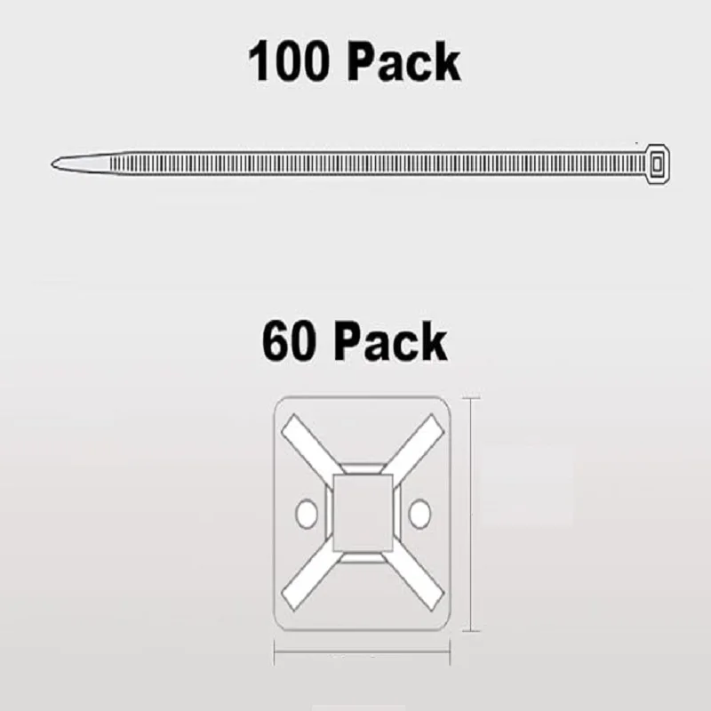 160pcs Zip Tie Mounts Self-Adhesive Backing Cable Organizer Management Clips Wall Anchors for Secure Wire Holding Light fixation