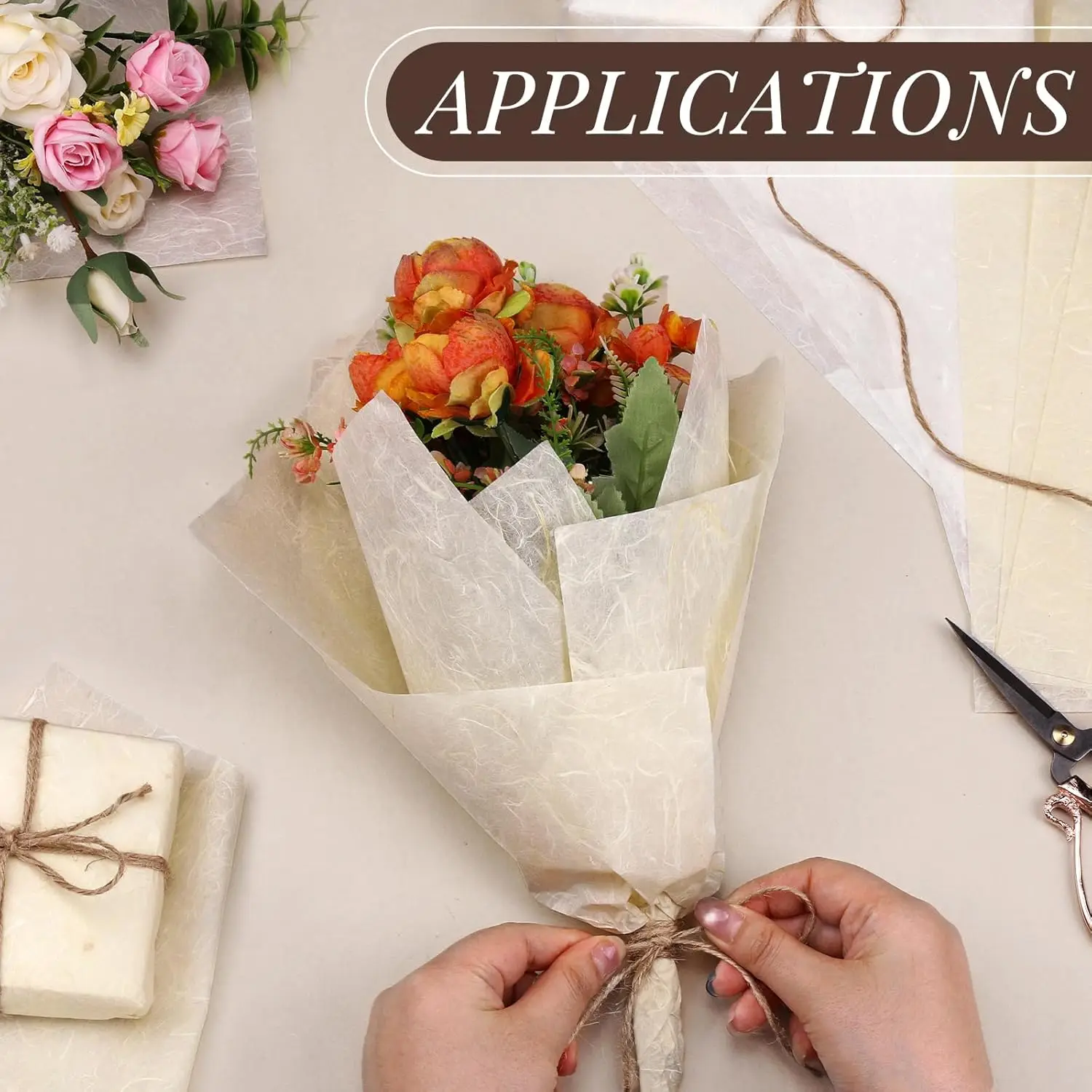 ورق التوت A4 20/50/100 ورقة ورق الأرز الطبيعي لـ Decoupage الكتابة اللوحة الطباعة بطاقة الزخرفية صنع تغليف الهدايا #6