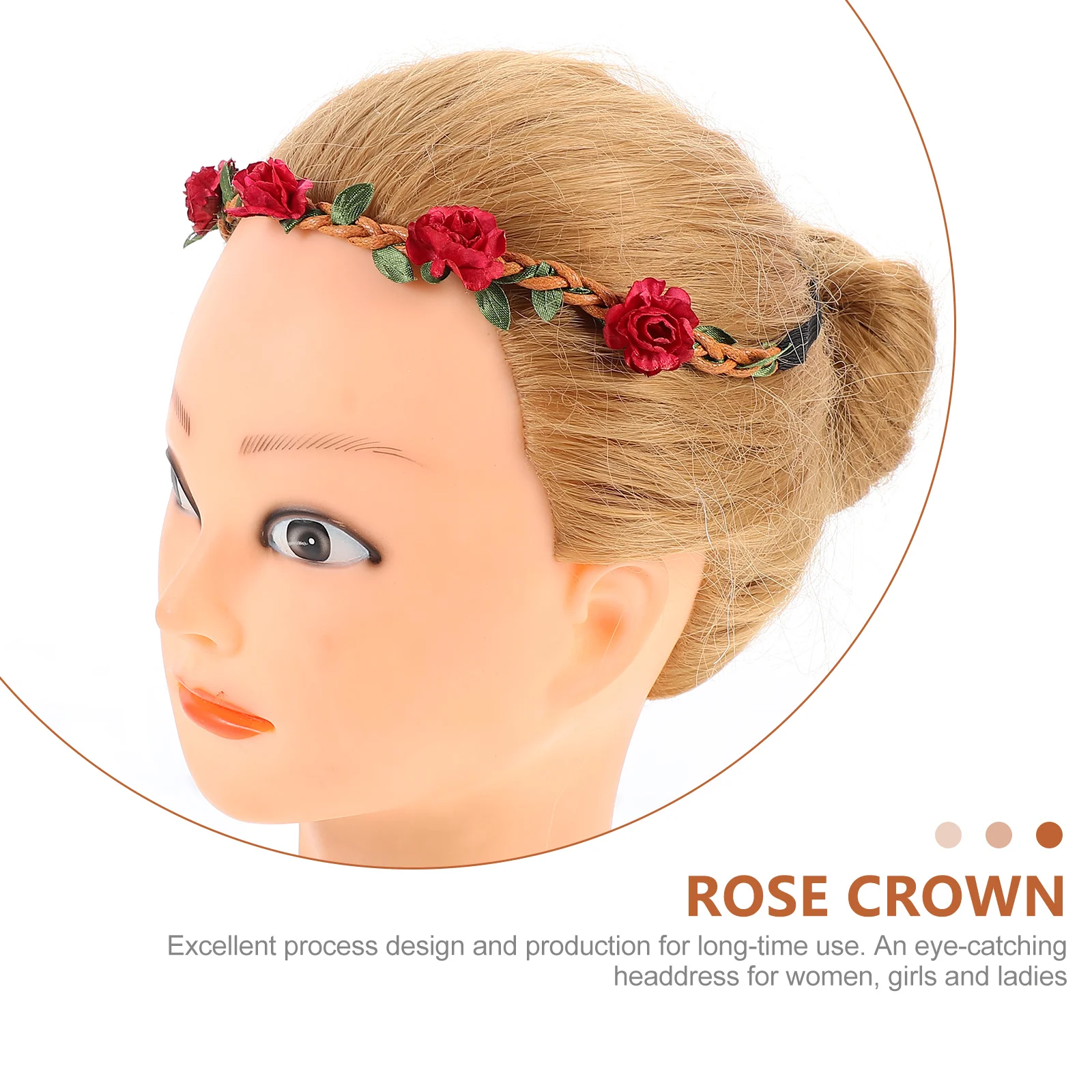 

4 Pcs Rose Hairband Bride Flower Crown Garland Headpiece Floral Wreath Decorations Wedding Party Bridesmaids Communion Prom