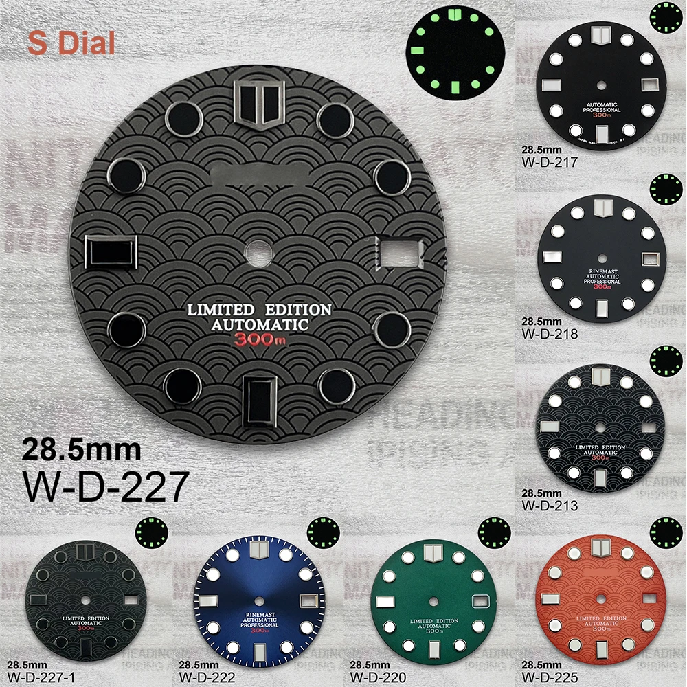 

28.5mm S Logo Scale Dial Fit NH35/NH36/4R/7S Movement Green Luminous High Quality Watch Modification Accessories