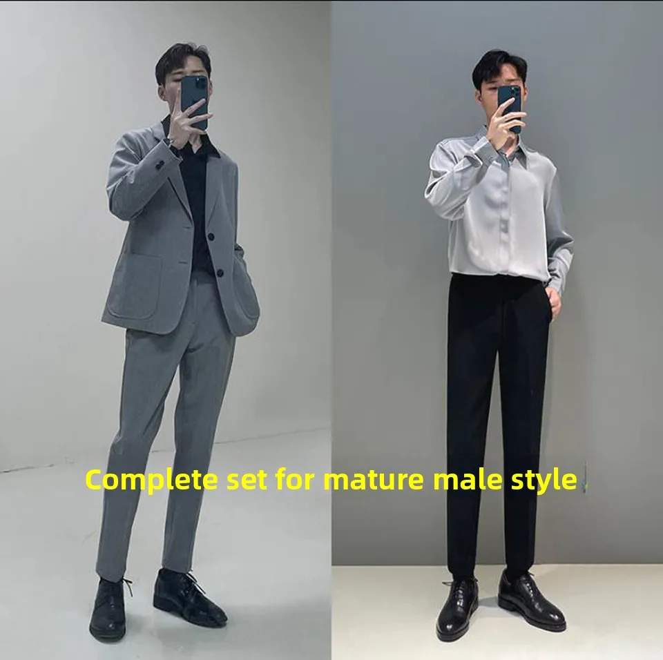 

Busin Casual Men's Straight Leg Pants Lightweight Maturi Sle Nine Point Anti-Wrinkle Easy Care Straight Tube Trousers