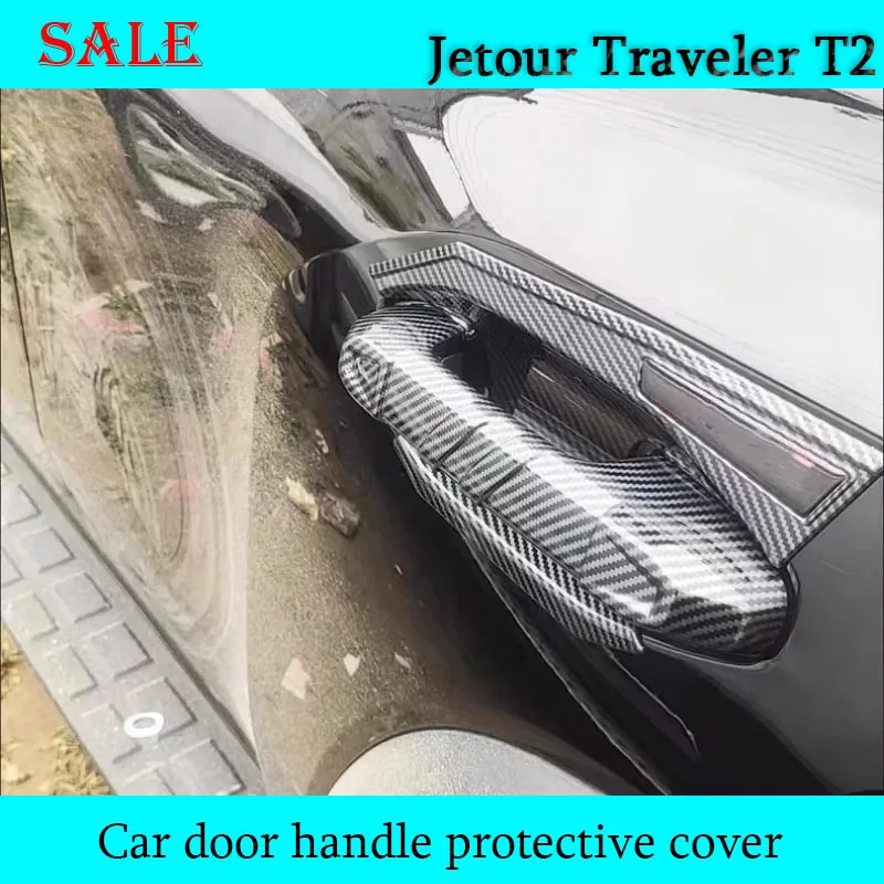 Fit for JETOUR Traveler T2 2023-2024 Car Door Handle Protective Cover Carbon Fiber Pattern Cars Door Bowl Handle Modified parts