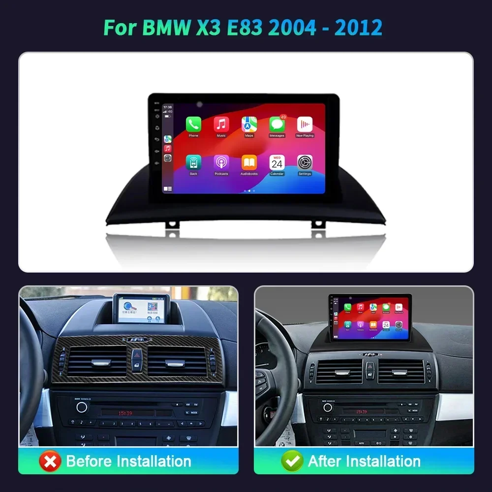 Android 14 For BMW X3 E83 2004-2012 Car Radio Multimedia Navigation Wireless Bluetooth Carplay Auto 4G GPS Touch Screen Stereo