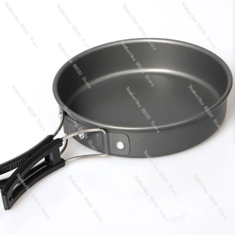 Outdoor Camping Hanging Pot Cookware Set for 6 People Portable Folding Cooking Utensils Combo Kettle Teapot Pan Picnic Hiking