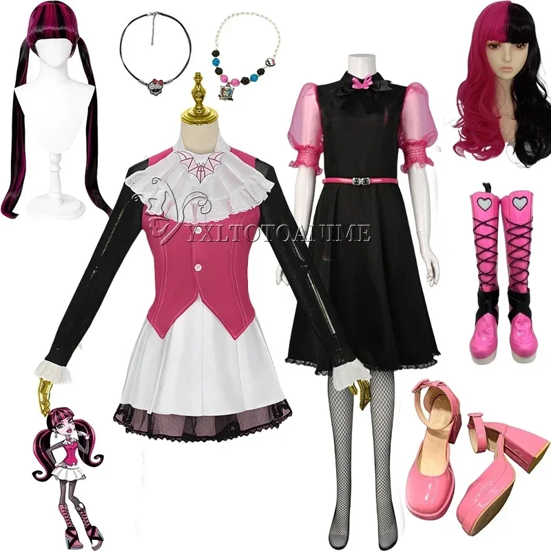 ❤ 2026 ❤   Disfraz de Draculaura de Monster Fantasy High, disfraz de Spectra Vondergeist, zapatos para mujer adulta, botas, trajes para Halloween y Carnaval ❤