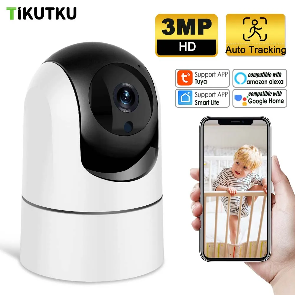 Tuya Baby Monitor Indoor Pet IP Camera 3MP WIFI Security Protection Smart Home Video Surveillance Auto Tracking Alexa Google