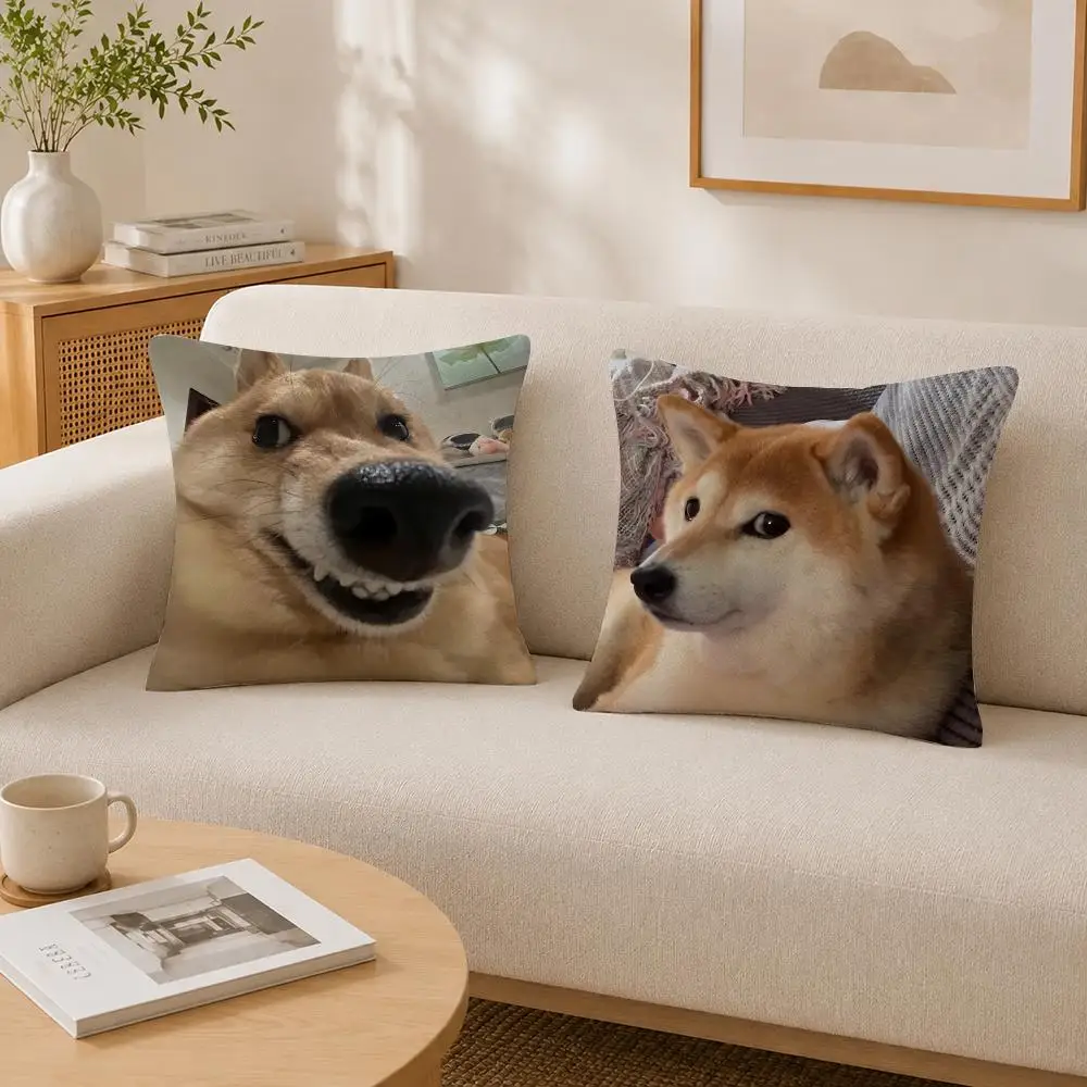 Funny Viral Meme DOG MEME Cushion Cover Soft Fluffy Short Plush  Pillow Case  Sofa Bed Home Decor