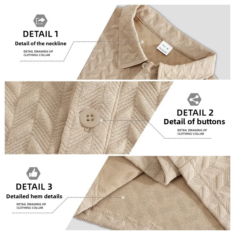 Men's Summer Casual Loose Fit Jacquard Polo Shirt Set, Short Sleeve Button-Down Collar Breathable Comfy Outfit
