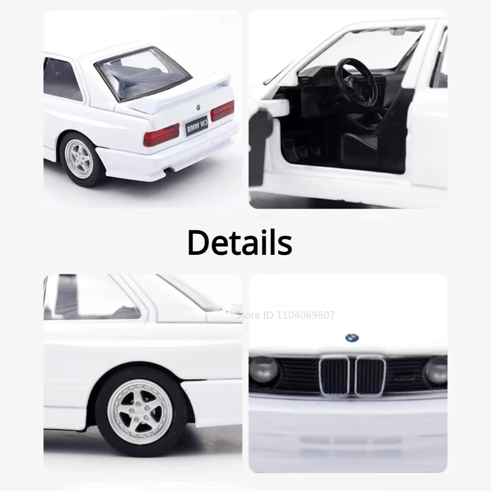 Scale 1:36 BMW M3 1987 Car Model Toy Alloy Diecast Doors Opened Retro Vehicle Models Pull Back Gifts Collection for Children