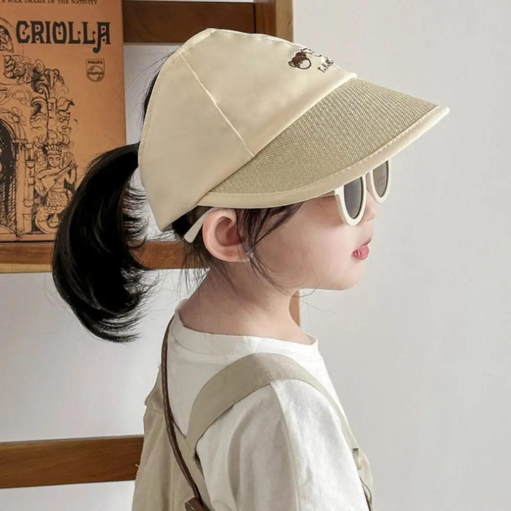 New Large Brim Sun Visors Hat Straw Empty Top Adjustable Children Baseball Caps Hip Hop Hats Boy Girl Bonnet Baby Summer