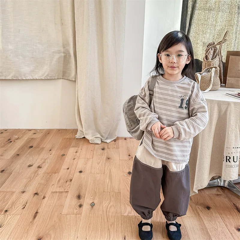 

Children's Pants 2026 Spring New Korean Version Contrasting Color Harem Pants Casual Daily Stylish Versatile Wear