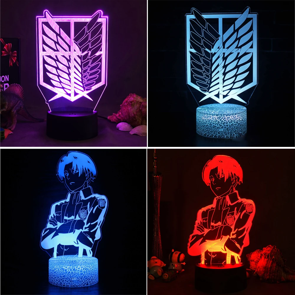 Anime Attack on Titan 3D Gamer Lamp LED Night Light 7/16 colors Remote Control Home Bedroom Figures Lamps Decorative gift