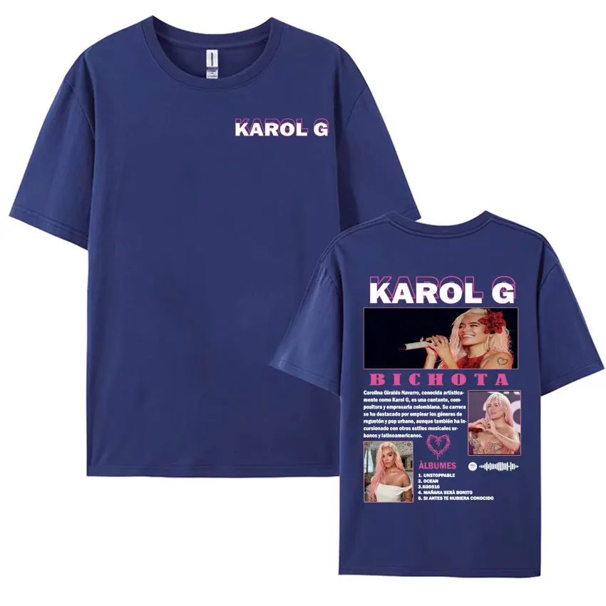 Singer Karol G Album Tour Graphics T Shirt Harajuku Aesthetic Short Sleeve T Shirts Men Women's Hip Hop Casual Oversized T-shirt