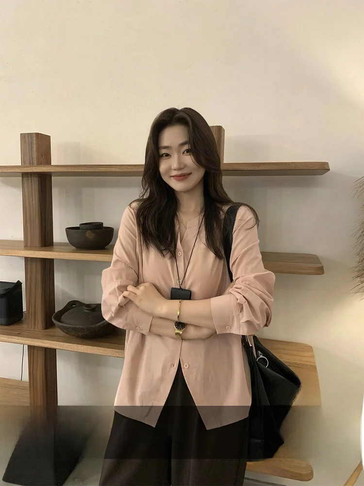 

plus Size Women's irt V-Ne Korean Sle Loose Fit Long Sve Slimming Effect Spring Faion Casual Versatile Women's Top