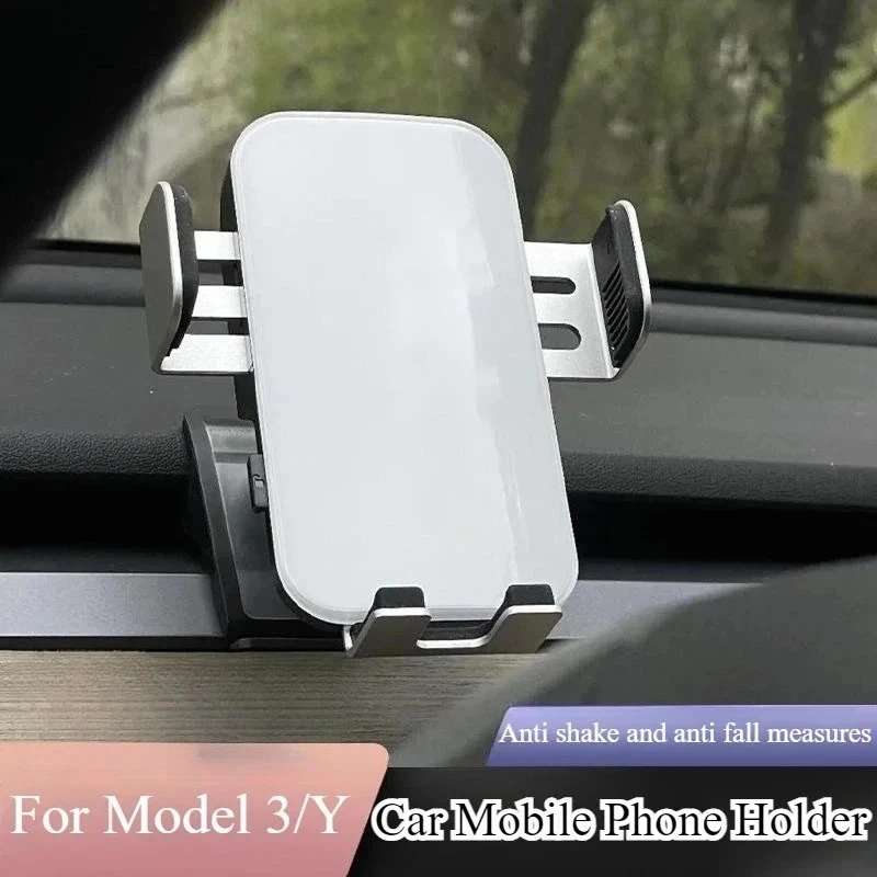 For Tesla Model 3 Y Juniper 2026 Car Mobile Phone Holder Car Air Outlet Solar Powered Electric Phone Holder Bracket Accessories